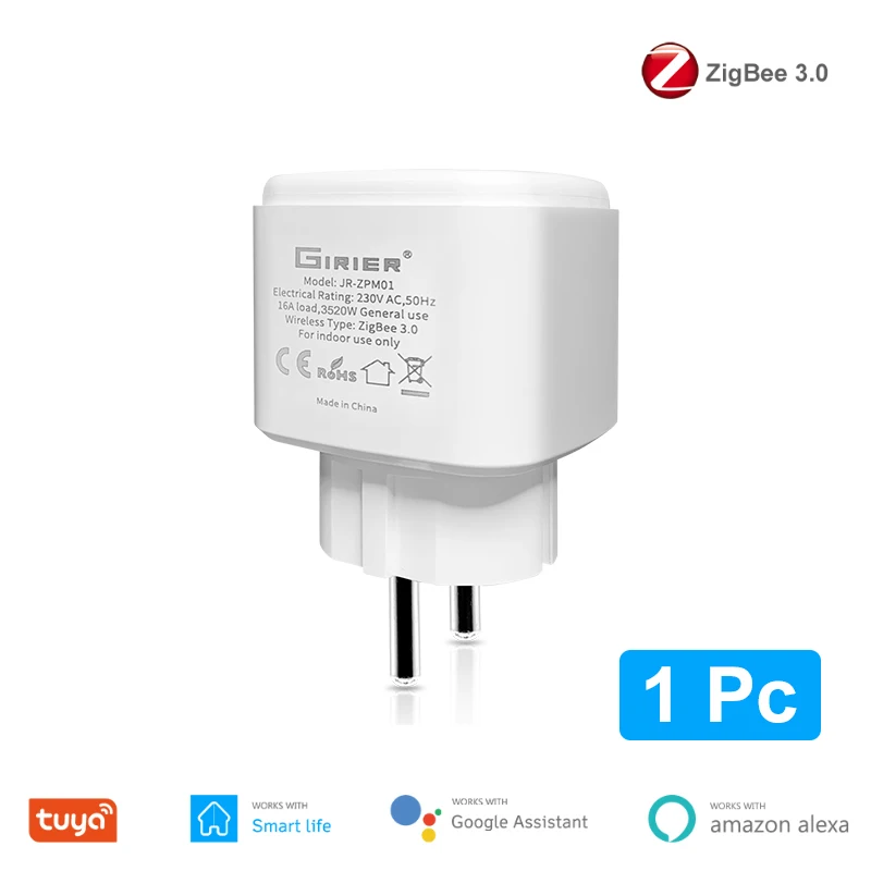 

GIRIER ZigBee Smart Plug 16A с монитором мощности