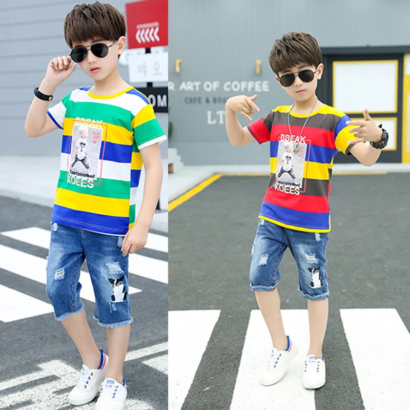 Одежда для маленьких мальчиков летний спортивный костюм модная подходящая ко