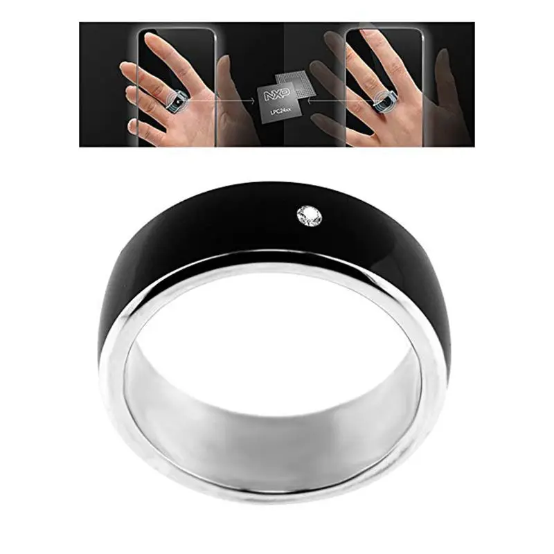 

2021 New NFC Smart Ring Round Ring Set Women's Men's Jewelry Travel Gift Applicable to All Windows NFC Phone Hip Hop Gold Chain