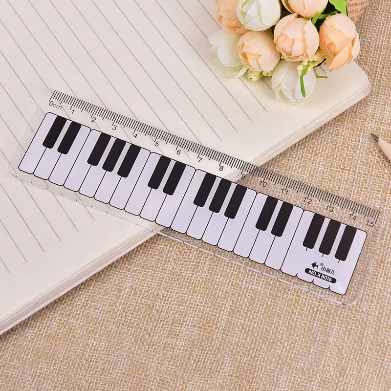 

1 Pcs Cute 15cm Creative Black White Musical Notes Piano Plastic Straight Rulers Drawing Measuring Ruler Student Stationery