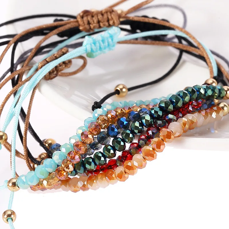 

Fashion 6 Colors Crystal Bracelets CZ Women Bracelet Best Jewelry Valentines Day Gift Hand-woven Adjustable Rope Chain Bracelets