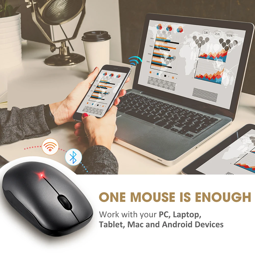 VicTsing PC128 Беспроводной Мышь Bluetooth 4 0 + 2 г Двойной режим оптический Мощность