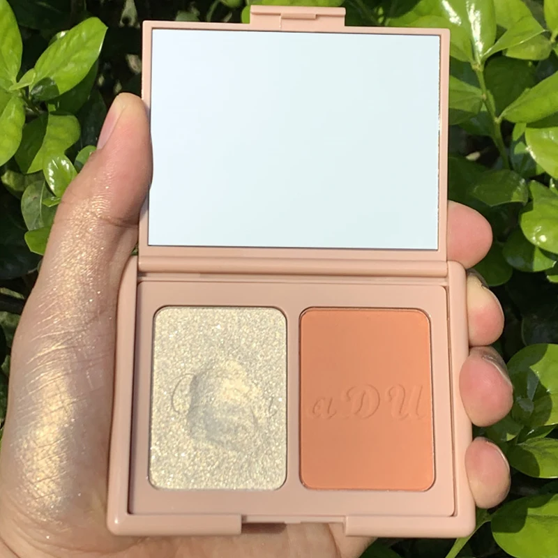 2 цвета макияж для лица хайлайтер бронзер палитра Кисть макияжа Блестящий