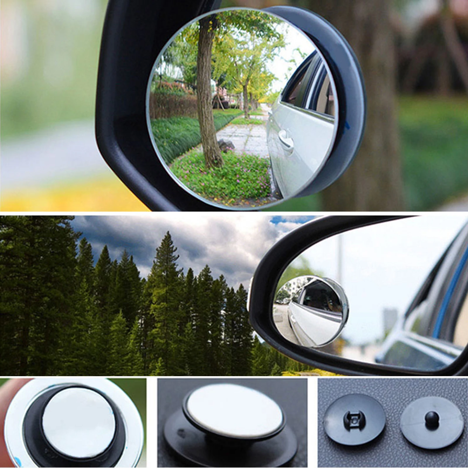 

2PCS Frameless Adjustable Car Rearview Mirror Reversing Reverse Assist Wide-angle Surface Mirror