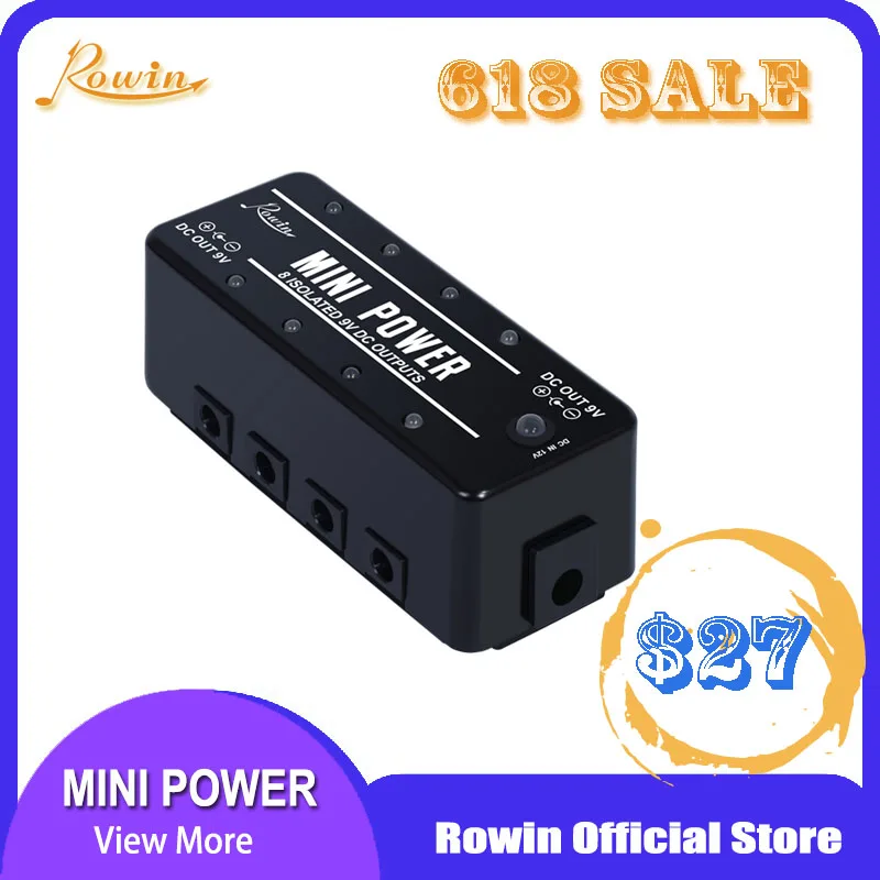 Rowin 8 изолированных 9V DC выходов мини источник питания для гитарной педали