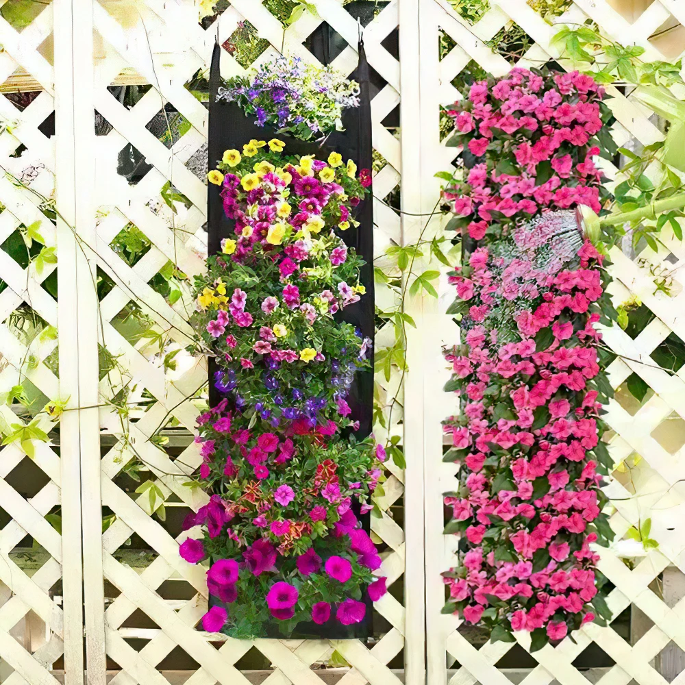 

NEW DESIGN Vertical Hanging Planter Flower Pots Layout Waterproof Wall Mount Hanging Flowerpot Bag Outdoor Gardening Decoration