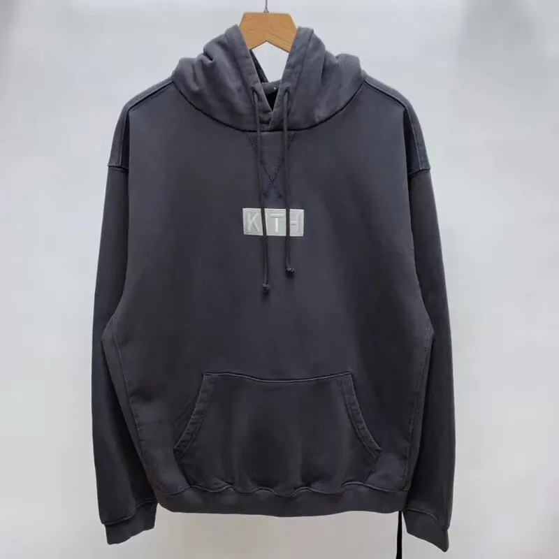 

Heavy Fabric Washed KITH Hoodie Men Women 1:1 High Quality Embroidery Box Pullovers Cotton Sweatshirts Inside Tag Label