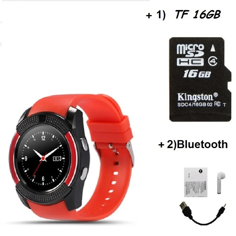 Red with TF BT Stepfly SM08 Смарт-часы 1,22 дюймов полный круглый дисплей 2G один nano sim bluetooth Смарт-часы - Цвет: Red with TF BT