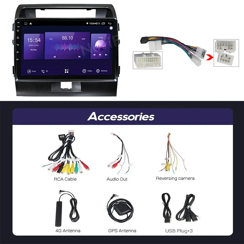 NaviFly 6GB+128GB QLED Screen 1280*720 Android 10.0 Car Radio Audio Multimedia Player For Toyota Land Cruiser 11 200 2007 - 2015 |