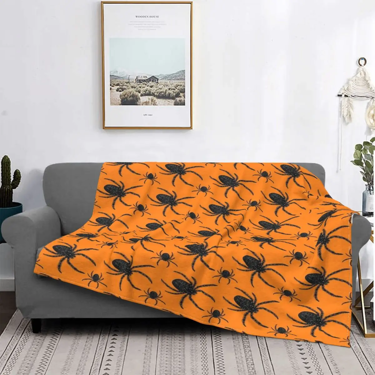 

Itsy Bitsy-Manta naranja с патроном araña, colcha для cama a Куадрос, manta double, colcha de Пикник