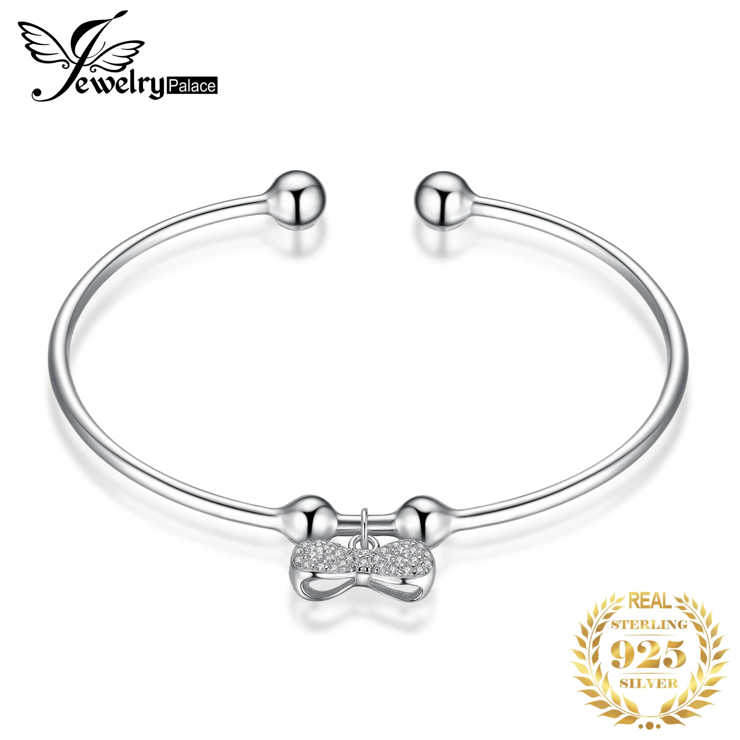 JewelryPalace мотаться Шарм бантом 0.3ct проложить кубического циркония Регулируемый