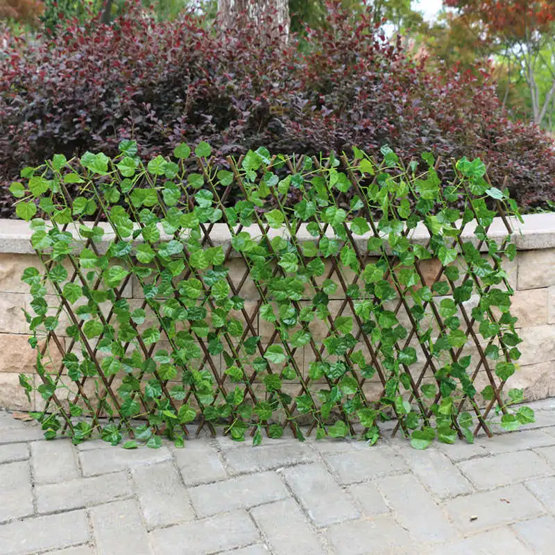 

Artifitial Plants Fence Telescopic Flowers Simulation Leaves Green Leaves Outdoor Garden Decoration Fence Courtyard Home Decor