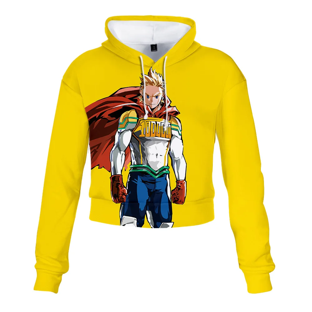 Укороченный топ с капюшоном для девочек женские толстовки 3D принтом Мой герой