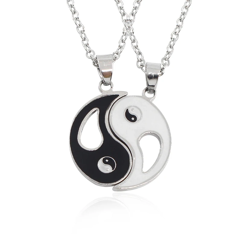 

2 PCS Stainless Steel Necklace Yin Yang Tai Chi Pendant Couple Necklaces&Pendants Valentine's Gift Jewelry Wholesale