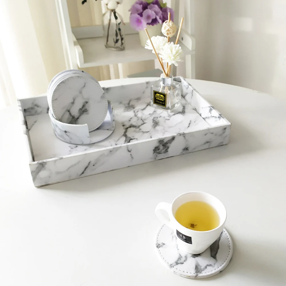 Поднос сервировочный с мраморным узором поднос для китайского чайного сервиза