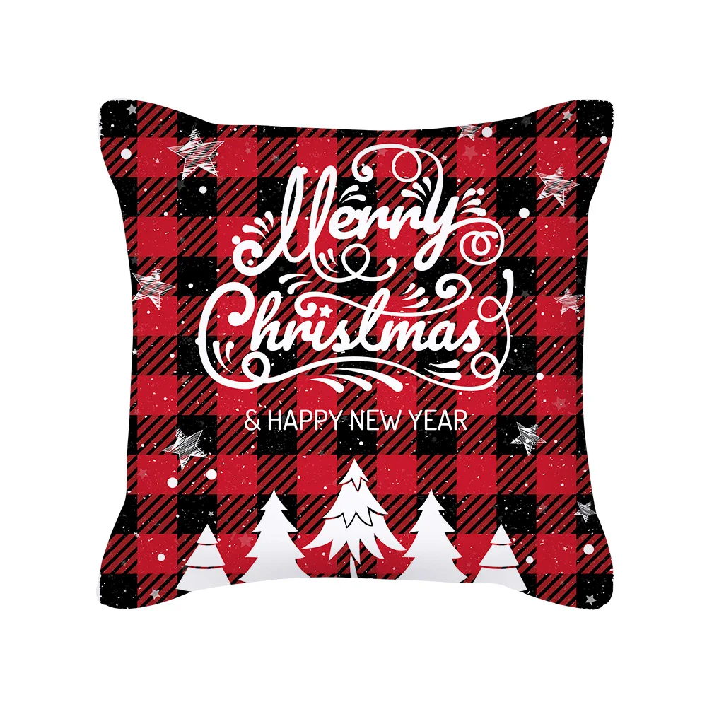 

Short Plush Christmas pillowcase Nordic plaid ultra-soft cushion set sofa pillowcase cover christmas pillow cover