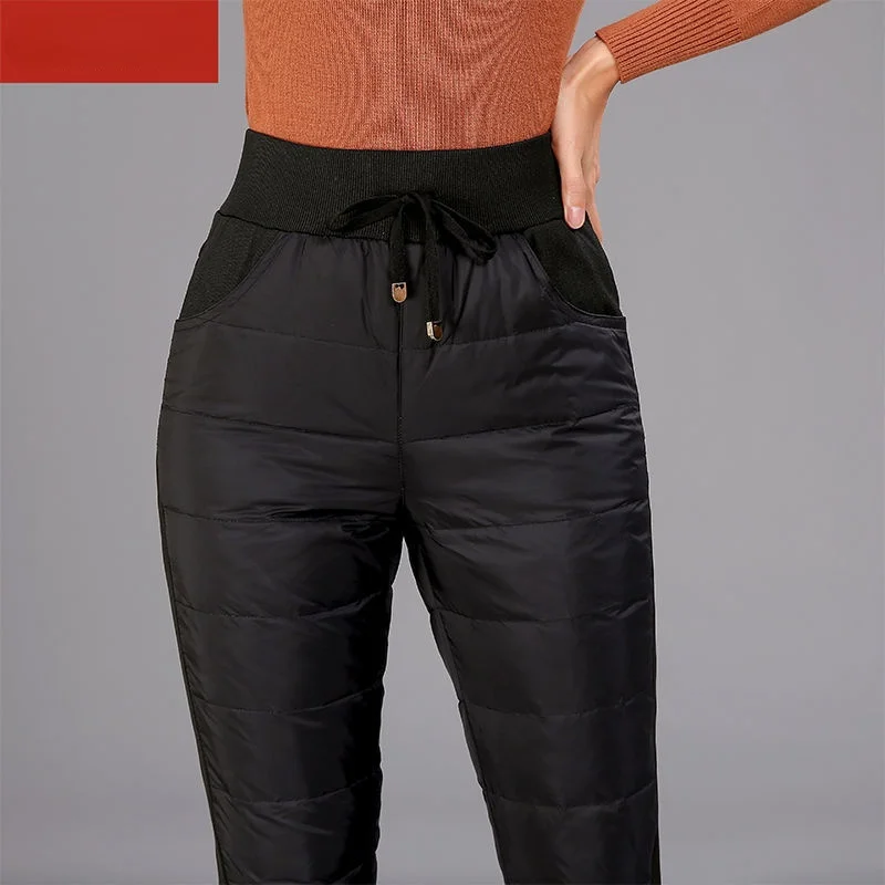 

New Autumn Winter Women Pants Warm Down Cotton Pants Female Casual High Waist Pencil Pants Thick Warm Trousers Plus Size Y129