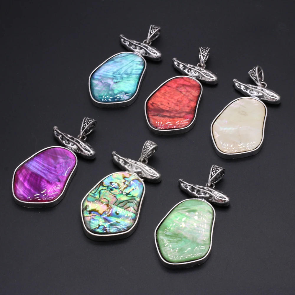 

Natural Stone Dyed Shell Pendants Antique Silver Alloy Charms for Jewelry Making DIY Women Reiki Heal Necklace Earrings Gifts