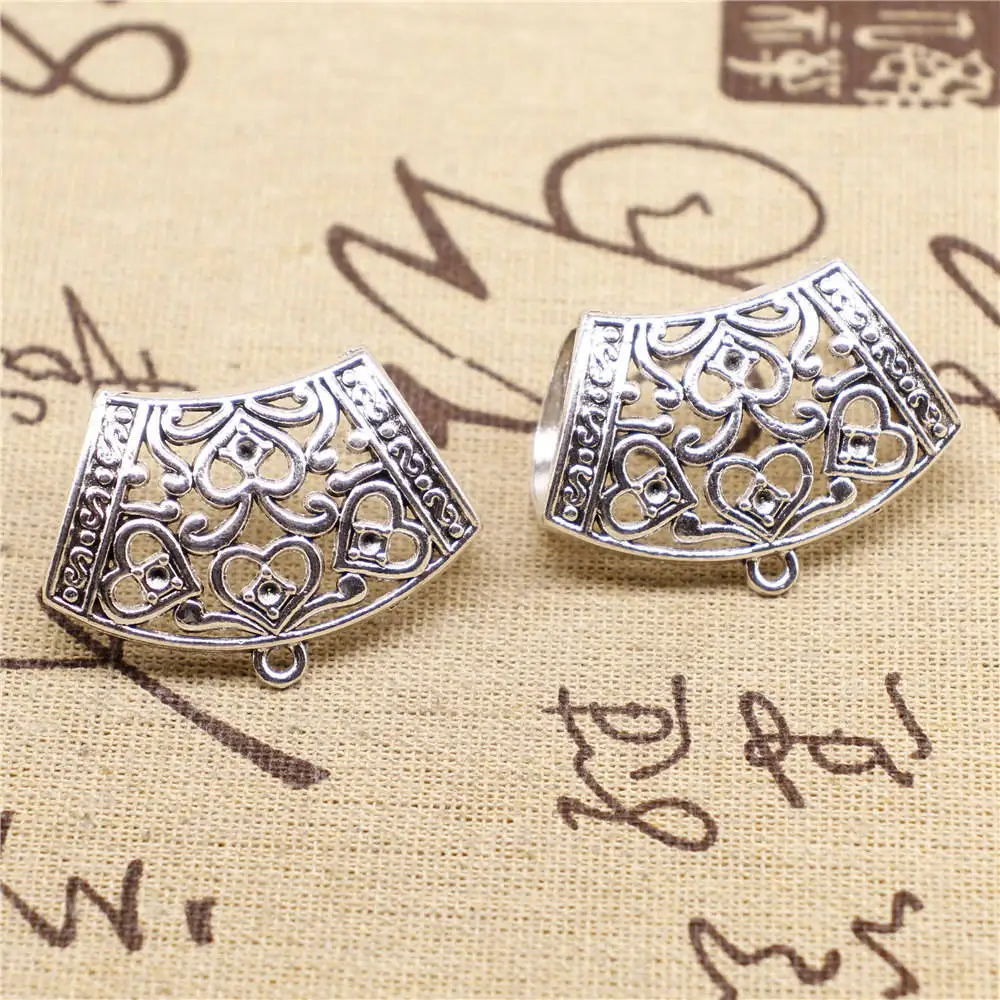 

2pcs 43x32mm Antique Silver Color Scarf Buckle Bead Caps