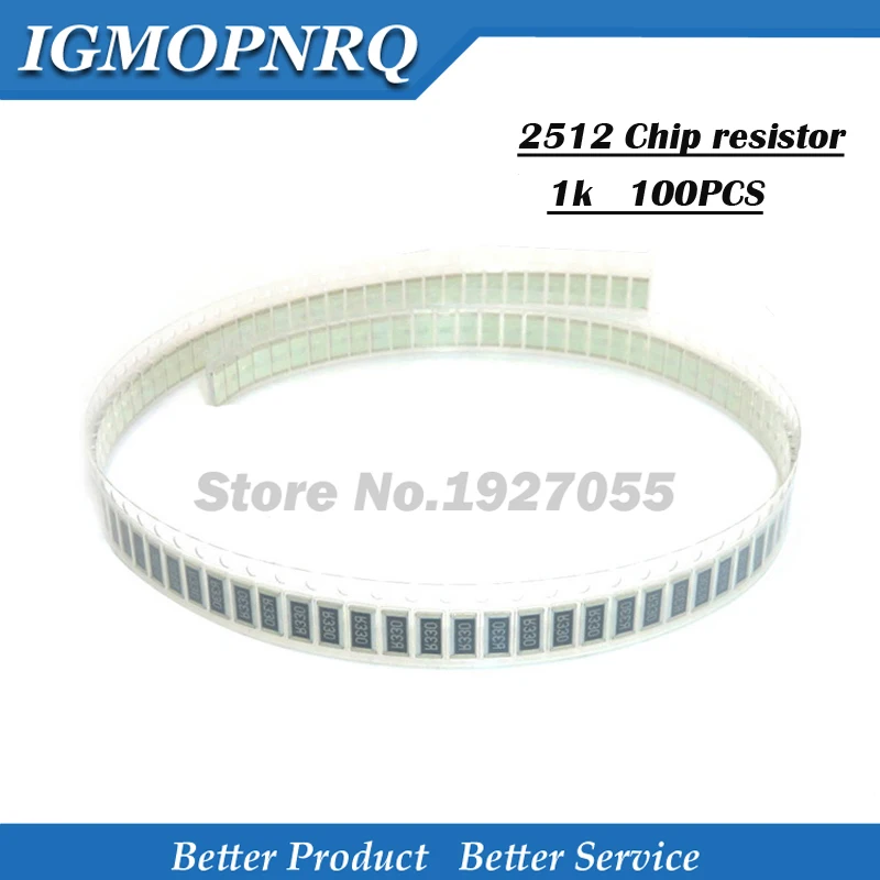 50 шт. чип резистор 2512 5% 1K Ом 1W 102 SMD резистор 1k 5% 1w 2512