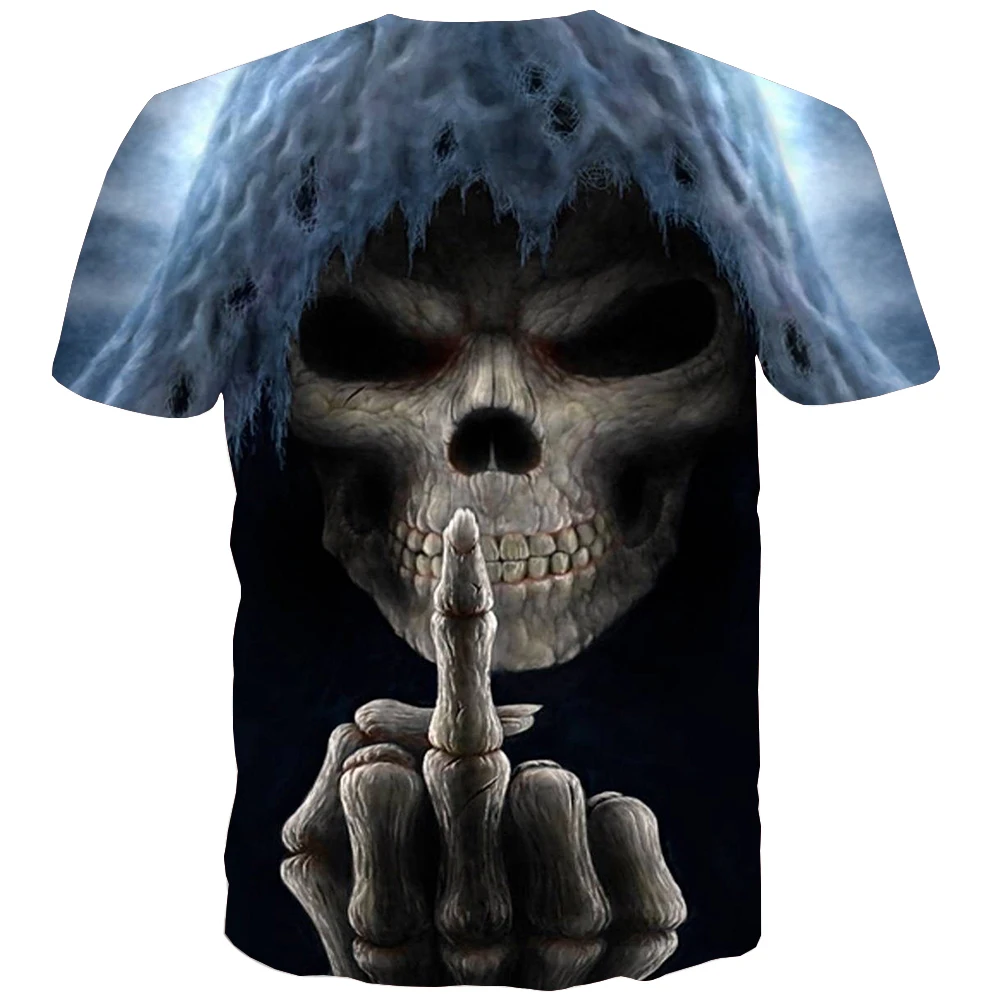 

UNEY Skull T Shirt Graphic Top For Men US Size Shirt Round Neck Tees 3D Print Tee Shirt La Tattoos Short Sleeve