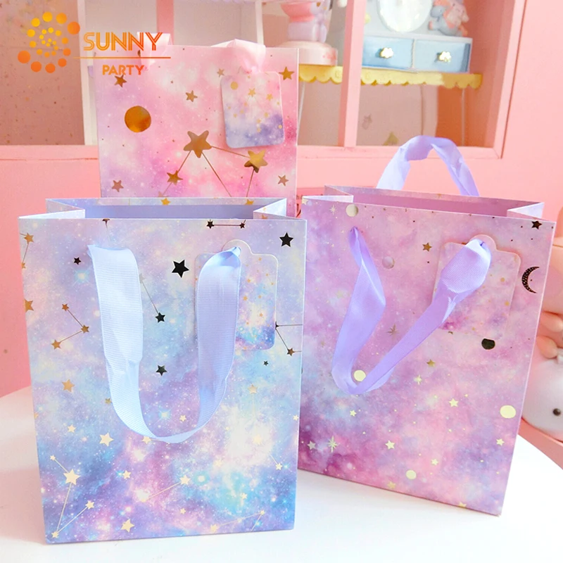 Подарочные пакеты Dreamy Star Space упаковка в случайном стиле с градиентом розовый