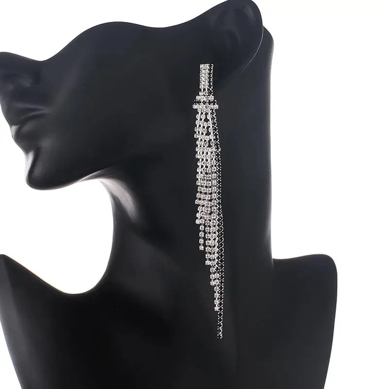 YFJEWE Хрустальная Длинная кисточка из горного хрусталя серьги-подвески в форме