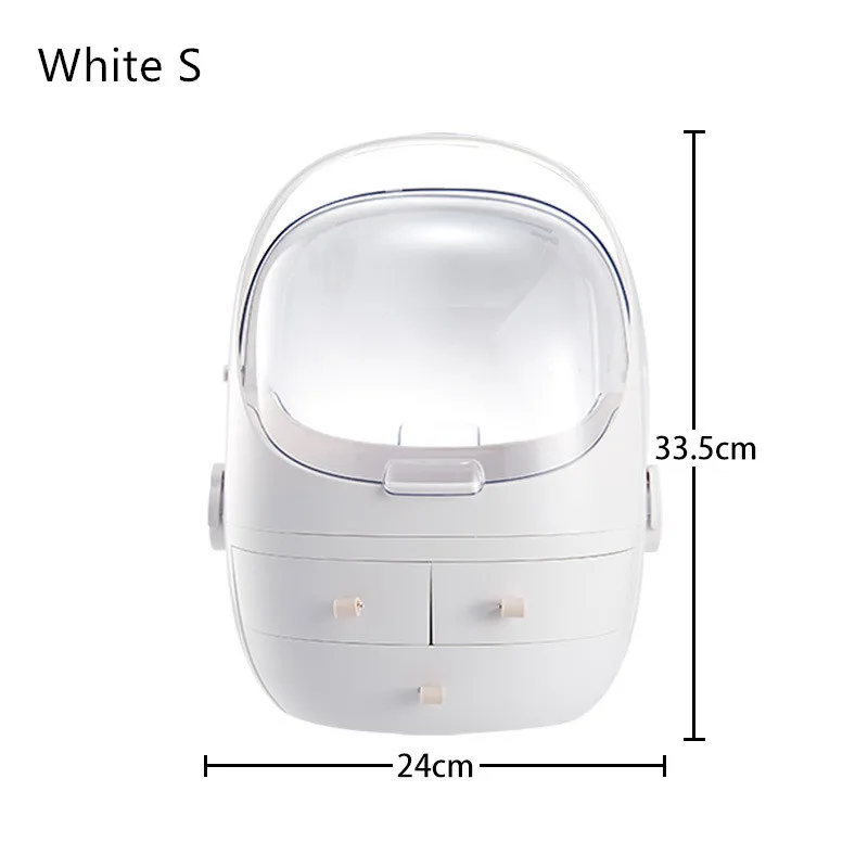 White Round S Портативный косметический ящик С Пылезащитным покрытием Мумия Хранение Косметики коробка Органайзер Ящики Пластиковые Ювелирные изделия парфюмерный контейнер водонепроницаемый - Цвет: White Round S