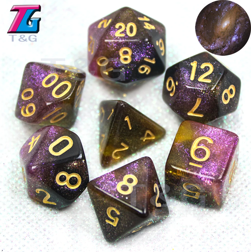 RPG DND Game Universe Galaxy Digital Dice Set of D4-D20 with Bag Shinny Effect Cool for Boardgame Party Gift Hot Sale | Спорт и