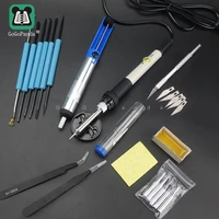 adjustable temperature electric soldering iron 220v 60w welding solder rework station heat pencil 5pcs tips repair tool