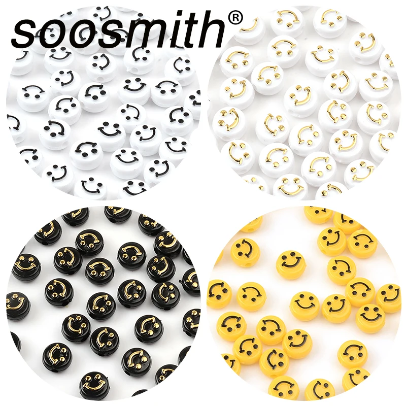 

Выступающие смайлики, зернистые плоские красочные смайлики, бусины россыпью, бусины для самостоятельного изготовления браслетов