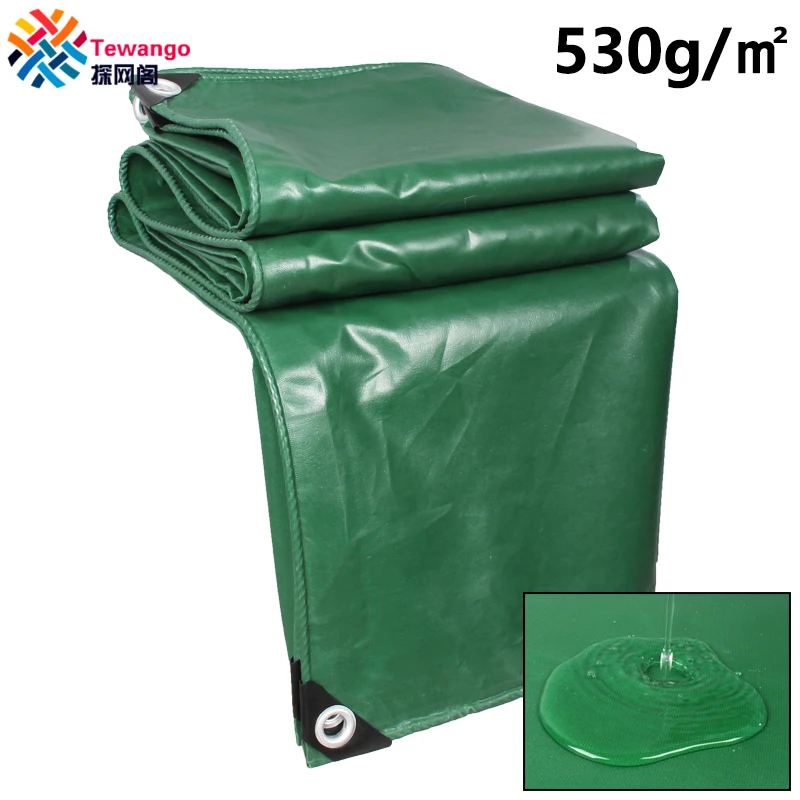 0.44mm Thicken Heavy Duty Tarpaulin 530gsm Green UV Resistant Waterproof Tarp PVC Coated Fabric Outdoor Tent Trailer Cover