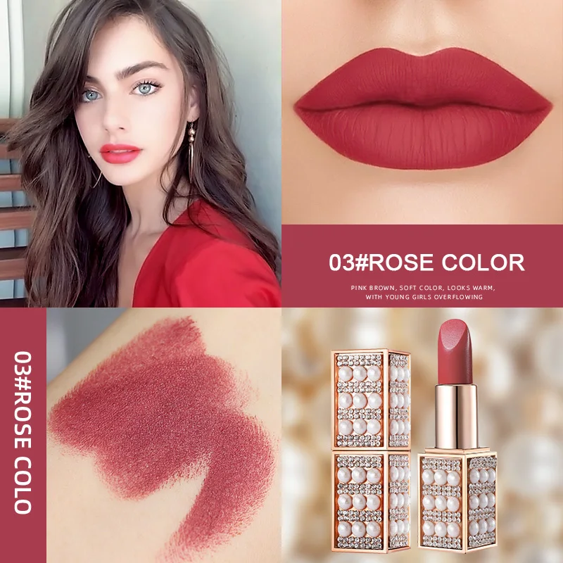 rose Color Горячая Распродажа, матовая водостойкая помада, матовая губная помада, 6 популярных цветов, помада для губ, косметическая, коричневая, красная, матовая губная помада для макияжа - Цвет: rose Color