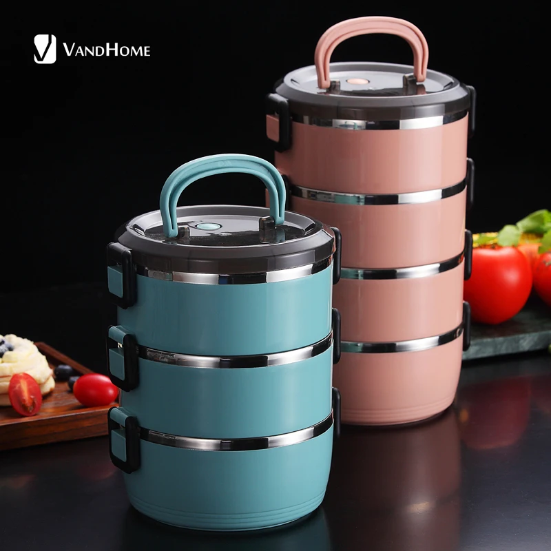 VandHome Portable Thermal Lunch Box For Kids Stainless Steel Bento Leak-Proof Food Container Insulation | Дом и сад