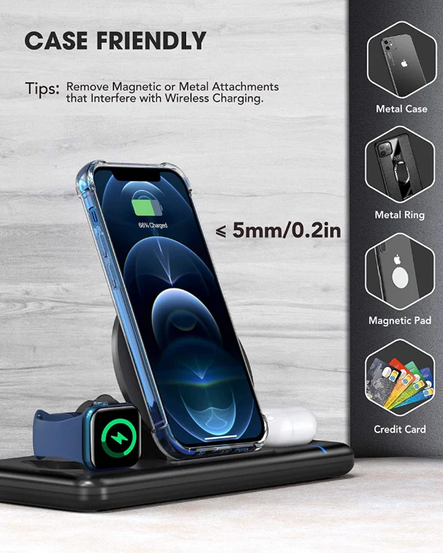 

Wireless charging station Chargers 3 in 1 suitable for iWatch AirPods Pro/2 Qi fast wireless charging stand for iPhone 12/11/XS