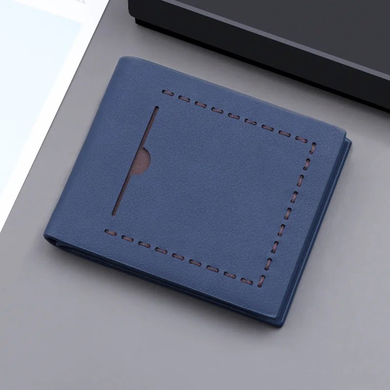 

Fashion Men's 2020 Short Wallet, Horizontal Ultra-thin Wallet, Portable Multifunctional Hot-selling , Id Card Holder Black Blue