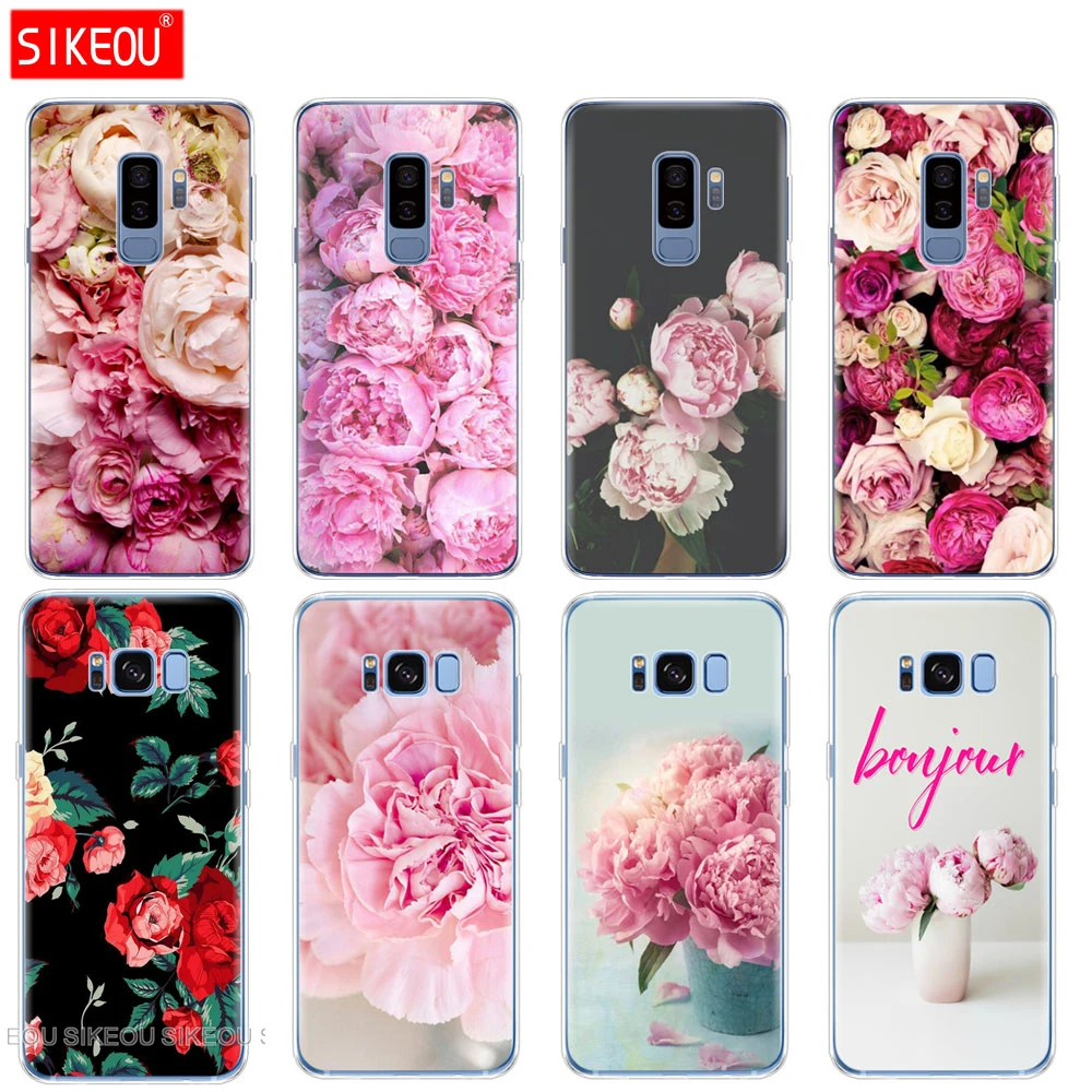 Силиконовый чехол SIKEOU с цветами и розовыми пионами для Samsung Galaxy S9 S8 S7 S6 edge S5 S4 S3 PLUS