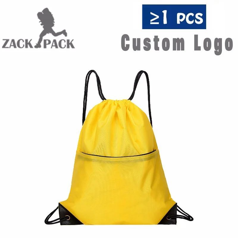 Yellow without logo 4 шт. сумка на шнурке, тренировочный брезентовый Рюкзак с логотипом на заказ, дешевая сумка, школьная спортивная водонепроницаемая сумка на шнурке для хранения - Цвет: Yellow without logo