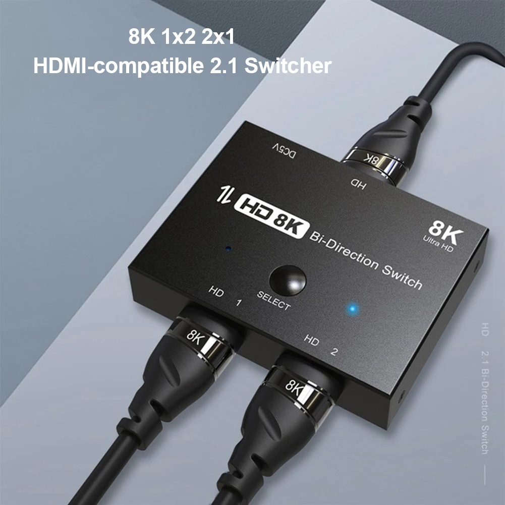 

Сверхскоростной Переключатель HDMI 2,1, 2 в 1, 48 Гбит/с, 8K, 60 Гц, 4K, 120 Гц