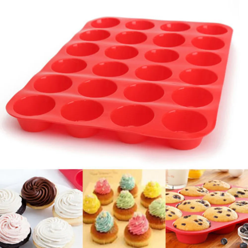 cake decorating tools silicone molds for crafts 3d 24 Muffin Cup Cookies Mould mold baking best selling 2019 products F725 | Дом и сад