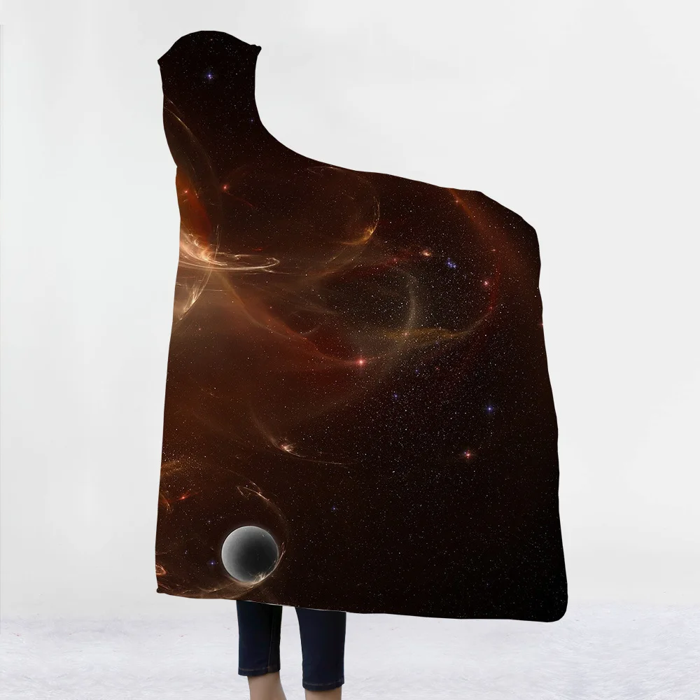 Одеяло с капюшоном Cosmic Galaxy, утепленный плащ из микрофибры, волшебная Сиеста, семейная одежда, одеяло для детей, Прямая поставка