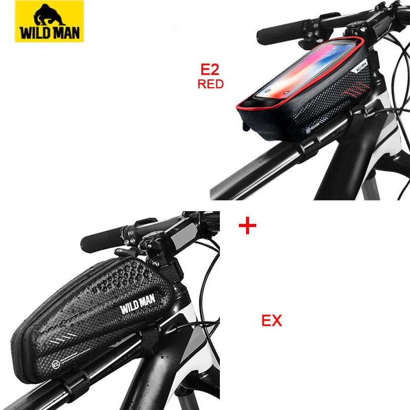 E2red EX Дикий человек руль для шоссейного велосипеда, руль для сумка непромокаемая велосипедная Передняя Топ труба сумка MTB ремонт инструмента сумка под седло велосипеда Sacoche Velo - Цвет: E2red EX