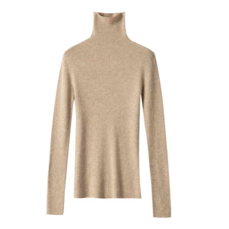 

Women High Elasticity Turtleneck Thin Pullover 100% Worsted Cashmere Soft Comfortable Sweater Shirt Basic Long Sleeve 5Colors J