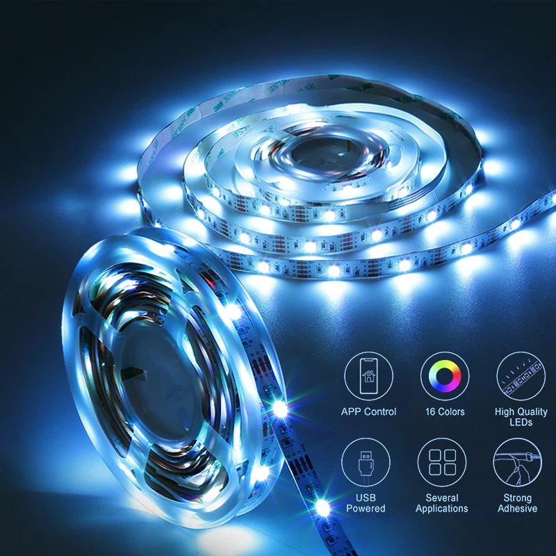Smart LED Strip Lights 50Ft 5050 RGB Rope Music Sync Bluetooth App Controlled Remote Color Changing TV Back | Лампы и освещение