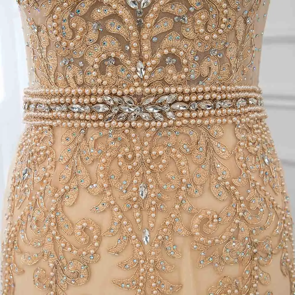 BacklakeGirls Long Evening Dress Sleeve Appliques Bead Tulle Robe De Soiree Women Formal Party Vestido Largo Noche | Свадьбы и