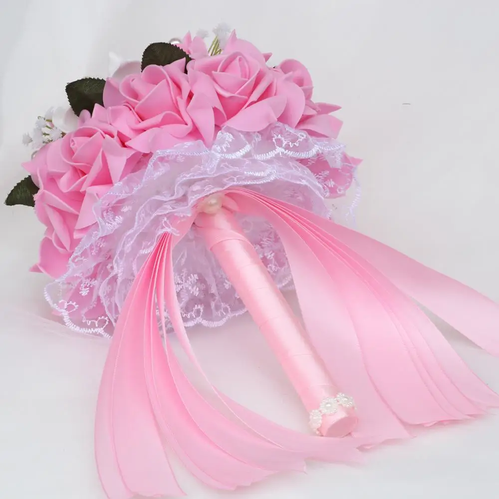 Простой искусственный букет невесты 9 цветов цветы для подружки ПЭ роза