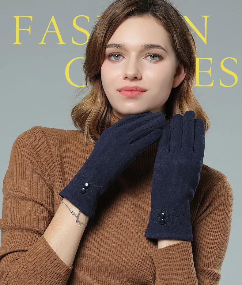 Кашемировые зимние женские перчатки плюс бархатные с сенсорным экраном уличные