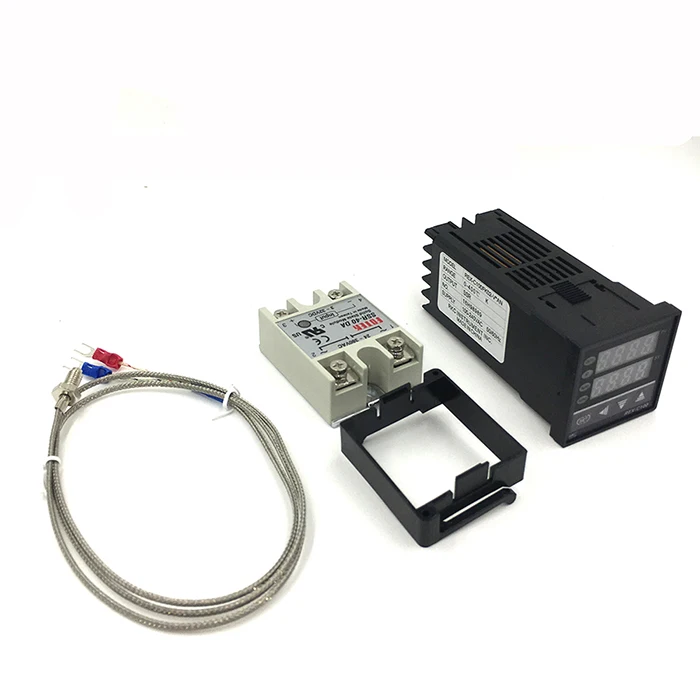 1M Thermostat set REX-C100 цифровой термостат PID регулятор температуры Выход SSR+ Max.40A реле SSR+ K термопара зонд теплоотвод 0-1300C - Цвет: 1M Thermostat set
