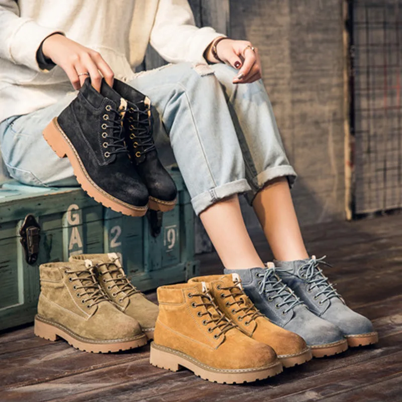 Модные ботильоны из натуральной кожи женские ботинки модные Мартенс Женская