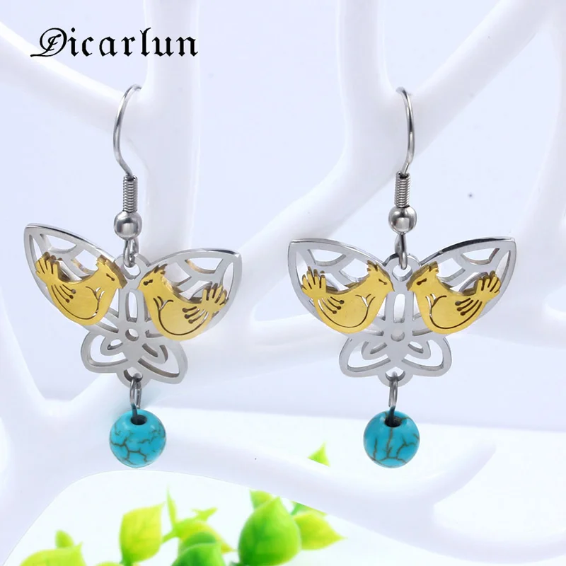 Женские Разноцветные серьги-бабочки DICARLUN из нержавеющей стали золотистого цвета